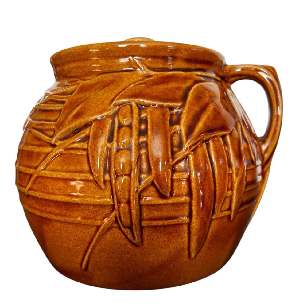 McCoy USA Brown Ceramic VTG Lidded Bean Pot Grandmacore Cottagecore Farmhouse